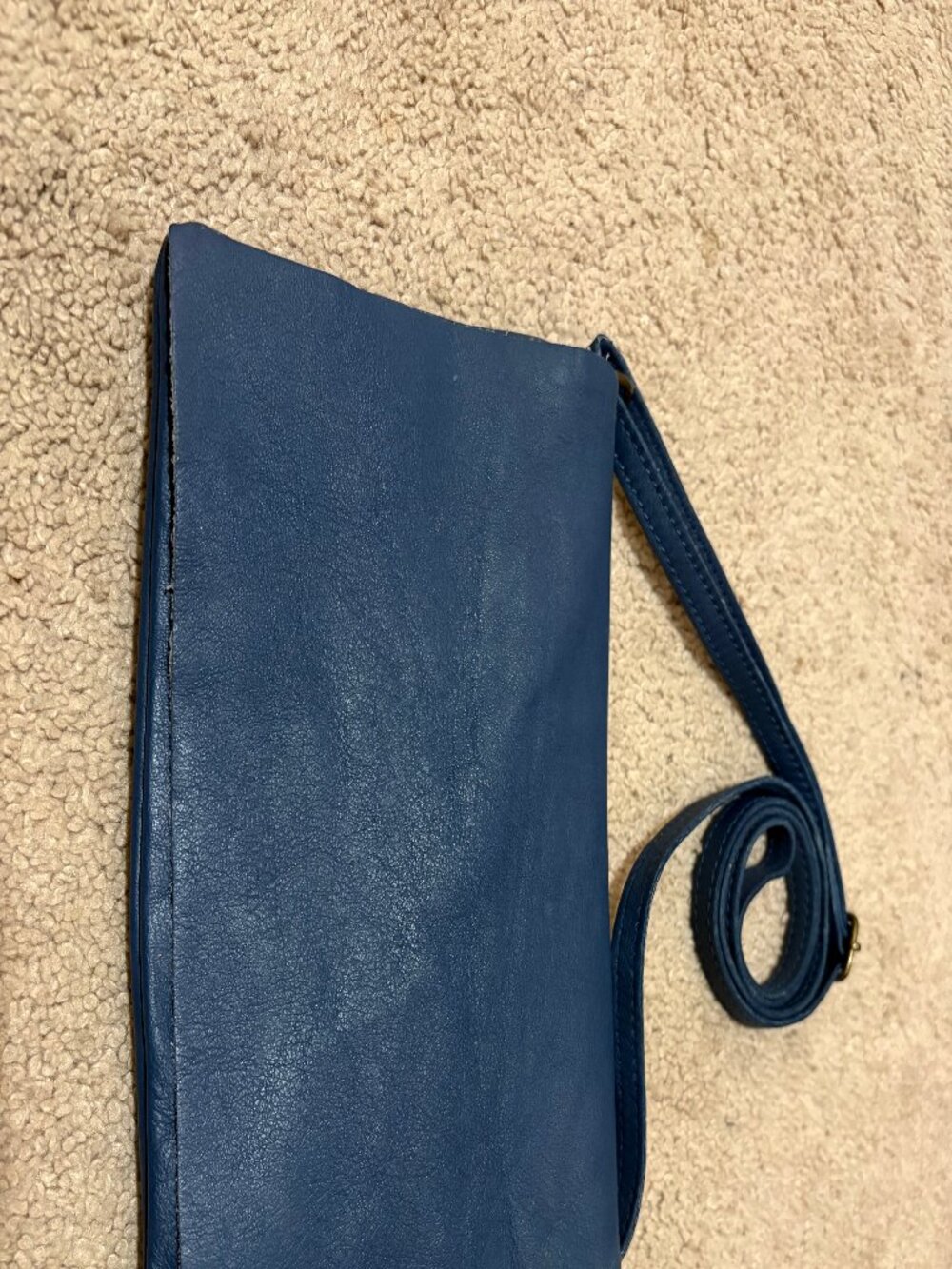 Genuine Italian Leather Navy Blue Crossbody Bag